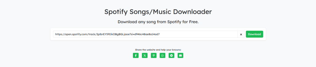 paste spotify song link to download