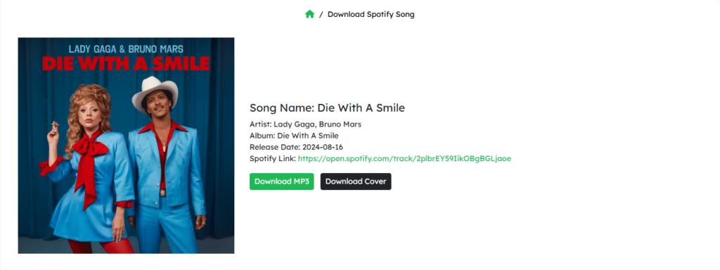 song download details